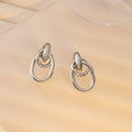 Minimalist Geometric Double Hoop Twisted Metal Studs Elegant Vintage Gold Silver Alloy Earrings view 3