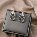 Minimalist Geometric Double Hoop Twisted Metal Studs Elegant Vintage Gold Silver Alloy Earrings view 4