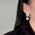 French Zircon Angel Wing Earrings With Faux Pearl Dangle Simple Versatile Jewelry view 4