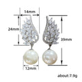 French Zircon Angel Wing Earrings With Faux Pearl Dangle Simple Versatile Jewelry view 5