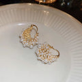 Gold Plated Alloy Pearl Hollow Geometric Ear Cuff Earrings With Silver Posts French OL Style view 4