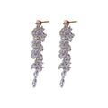 Zircon Leaf Long Tassel Drop Earrings With Silver Pin, European American Light Luxury Jewelry view 5