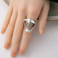 Hip Hop Five Point Star Ring With Vintage Eagle And Skull, Punk Gothic Dark Style Women's Jewelry view 2