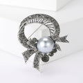 Alloy Rhinestone Pearl Plant Brooch Scarf Buckle Pin For Women view 1