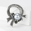 Alloy Rhinestone Pearl Plant Brooch Scarf Buckle Pin For Women view 4