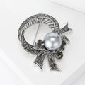 Alloy Rhinestone Pearl Plant Brooch Scarf Buckle Pin For Women view 2