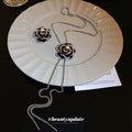 Light Luxury Camellia Zircon Enamel Adjustable Long Tassel Sweater Necklace view 2