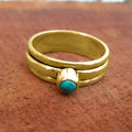 European Round Faux Opal Multi Band Ring, Vintage Ethnic Style Women's Fashion Jewelry view 4