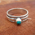 European Round Faux Opal Multi Band Ring, Vintage Ethnic Style Women's Fashion Jewelry view 5