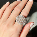 Light Luxury Daisy Design Ring For Women, Hollow Floral Heavy Work Statement Finger Jewelry view 4
