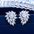 Korean Style Leaf Flower Marquise Zircon Earrings Simple Floral Petal Studs For Women view 2