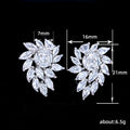 Korean Style Leaf Flower Marquise Zircon Earrings Simple Floral Petal Studs For Women view 5