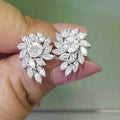 Korean Style Leaf Flower Marquise Zircon Earrings Simple Floral Petal Studs For Women view 1