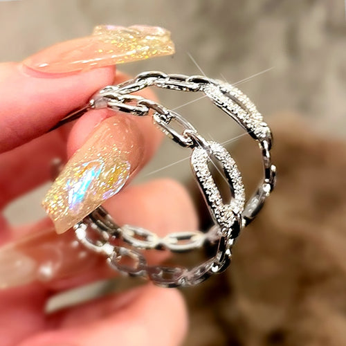 European Metal Chain Earrings Irregular C Shape Stud Earrings For Women Autumn Winter Jewelry
