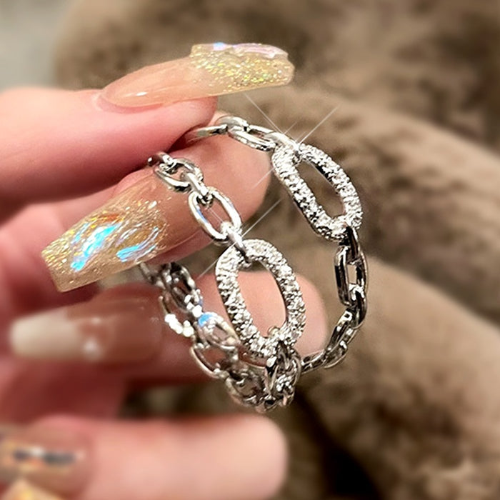 European Metal Chain Earrings Irregular C Shape Stud Earrings For Women Autumn Winter Jewelry