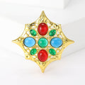 Gold Plated Alloy Glass Eight-Point Star Brooch For Formal Apparel view 2