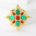 Gold Plated Alloy Glass Eight-Point Star Brooch For Formal Apparel view 4