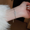 Luxury Zircon Flower Adjustable Drawstring Bangle For Women Elegant Sparkling Floral Jewelry view 2