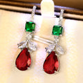 Long Teardrop Dangle Earrings With Sparkling Zircon Geometric Winter Fashion Jewelry view 2