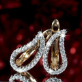 Light Luxury Full Rhinestone Leaf Shape Stud Earrings, Fashion Trendy Niche Ear Cuff Jewelry view 1