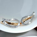 Light Luxury Full Rhinestone Leaf Shape Stud Earrings, Fashion Trendy Niche Ear Cuff Jewelry view 4