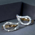 Light Luxury Full Rhinestone Leaf Shape Stud Earrings, Fashion Trendy Niche Ear Cuff Jewelry view 2
