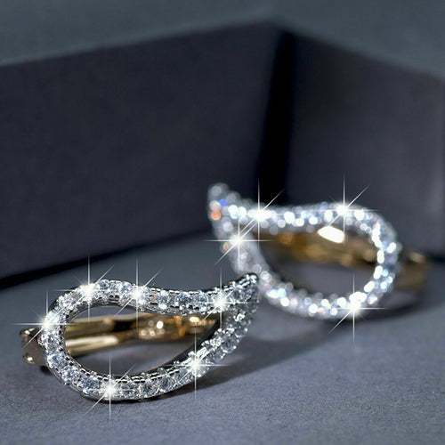 Light Luxury Full Rhinestone Leaf Shape Stud Earrings, Fashion Trendy Niche Ear Cuff Jewelry