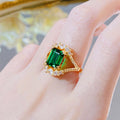 Imitation Natural Stone Square Ring, Princess Queen Vintage Italian Court Style Jewelry Ring view 4