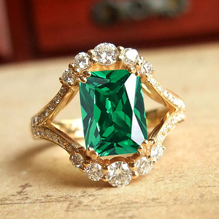 Imitation Natural Stone Square Ring, Princess Queen Vintage Italian Court Style Jewelry Ring