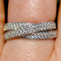 Multi Layer Pave Crown Simulated Ring For Women, Elegant Evening Banquet Jewelry Accessory view 2