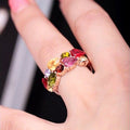 Colorful Zircon Mona Lisa Style Ring, Elegant Multicolor Crystal Finger Jewelry For Women view 4