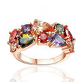 Colorful Zircon Mona Lisa Style Ring, Elegant Multicolor Crystal Finger Jewelry For Women view 2