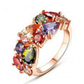 Colorful Zircon Mona Lisa Style Ring, Elegant Multicolor Crystal Finger Jewelry For Women view 1