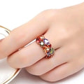 Colorful Zircon Mona Lisa Style Ring, Elegant Multicolor Crystal Finger Jewelry For Women view 3