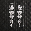 Long Floral Drop Earrings For Women, Statement Bridal Dress Earrings With Face Slimming Style view 5
