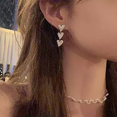 Sparkling Galaxy Heart Earrings For Women Niche Design Fashion Stud Earrings 2023 Trend Jewelry