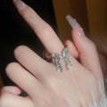 Korean Zircon Tassel Open Ring For Women view 4