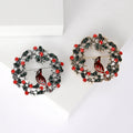 Alloy Enamel Rhinestone Christmas Wreath Bird Brooch For Holiday Outfits view 1