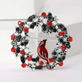 Alloy Enamel Rhinestone Christmas Wreath Bird Brooch For Holiday Outfits view 4