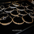 Gold Plated Square Zircon Hollow Geometric Bangle For Women, European Light Luxury Jewelry view 1