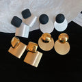 Real Gold Plated Brushed Metal Geometric Diamond Circle Hoop Earrings European Minimalist Style view 1