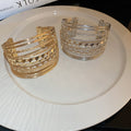 Korean Style Metal Open Bangle For Women, Multilayer Hollow Geometric Round Design view 4