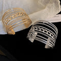 Korean Style Metal Open Bangle For Women, Multilayer Hollow Geometric Round Design view 2