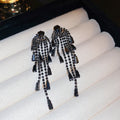 Zircon Geometric Long Tassel Drop Earrings With Silver Needle Dark Luxury European Style view 2