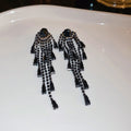 Zircon Geometric Long Tassel Drop Earrings With Silver Needle Dark Luxury European Style view 4