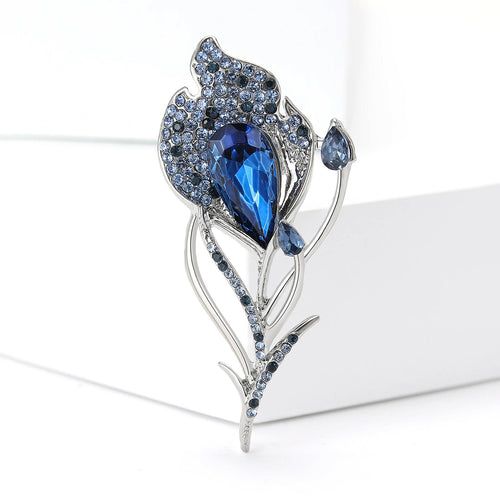 Alloy Rhinestone Feather Brooch Pin For Women's Suits And Cardigans