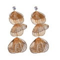 Copper Floral Rhinestone Hollow Flower Tassel Drop Earrings With Silver Needle Posts view 5