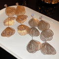 Copper Floral Rhinestone Hollow Flower Tassel Drop Earrings With Silver Needle Posts view 2