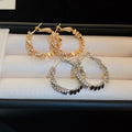 Copper Zircon Geometric Round Hoop Earrings For Women Light Luxury Minimalist Ear Jewelry view 1