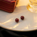 Elegant Red Faux Pearl Round Stud Earrings For Women, Minimalist Light Luxury Geometric Ball Earrings view 3